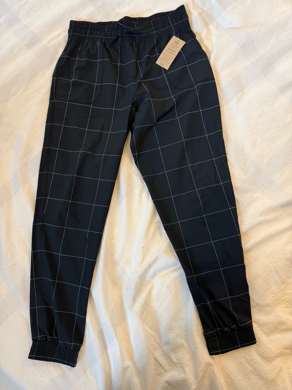 Albion Destination Joggers Black Windowpane Large Tall NWT Casual Comfy Light